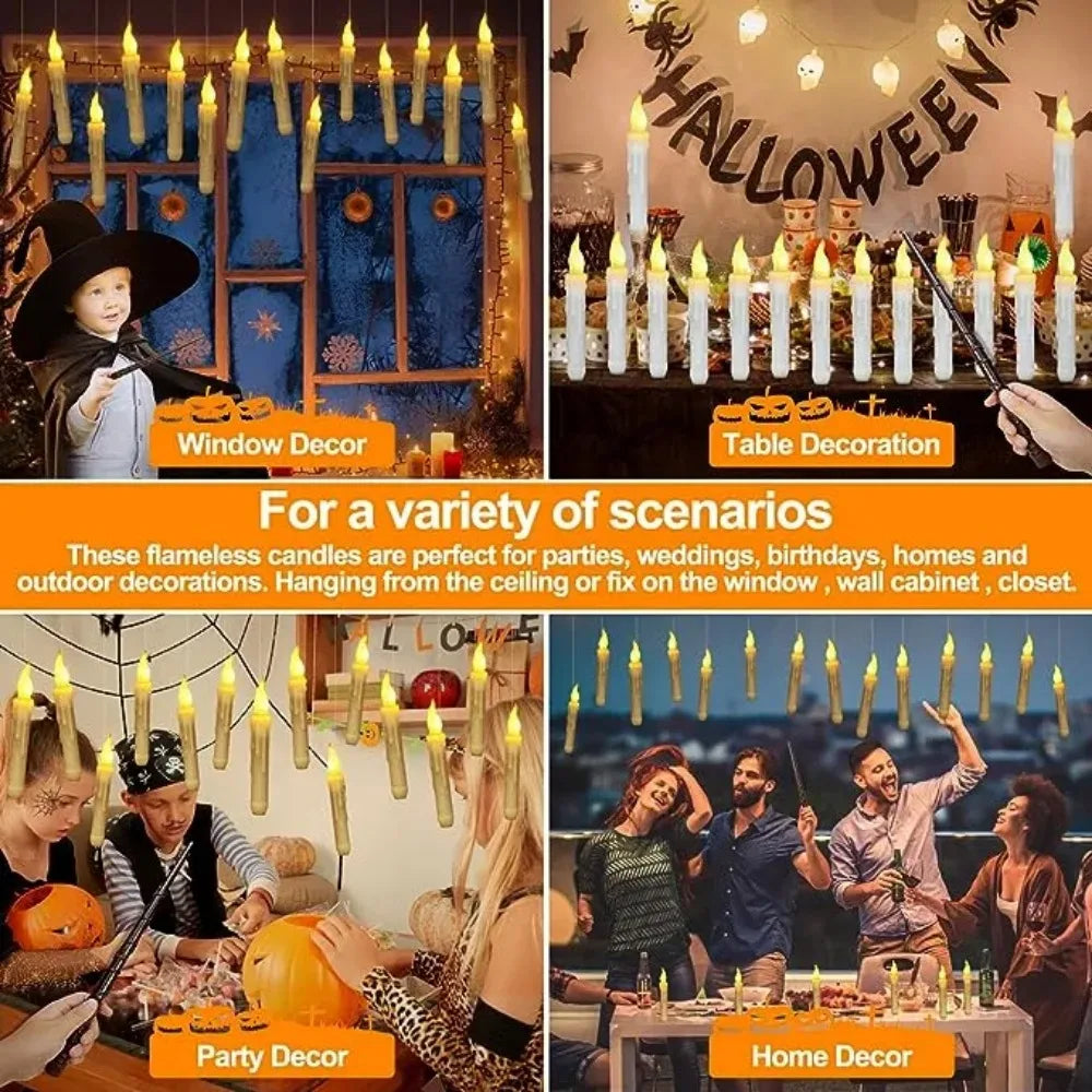Magic Wand Remote Hanging Operated Potter Harries Battery Floating Candles Warm Light Decoration Halloween Flameless Candles 1PC