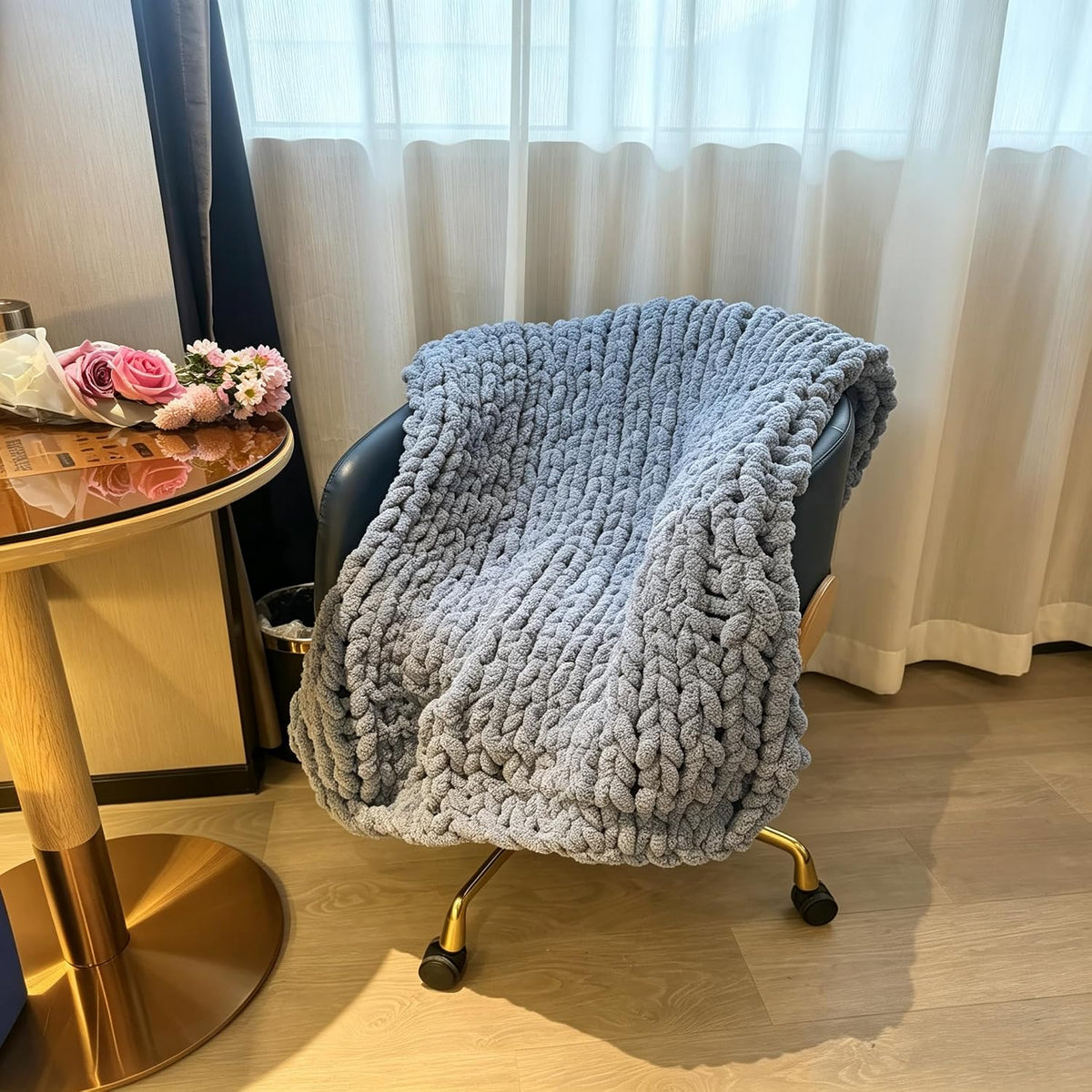 Soft Chunky Knit Throw Blanket for Couch, Cozy Warm Knitted Blankets