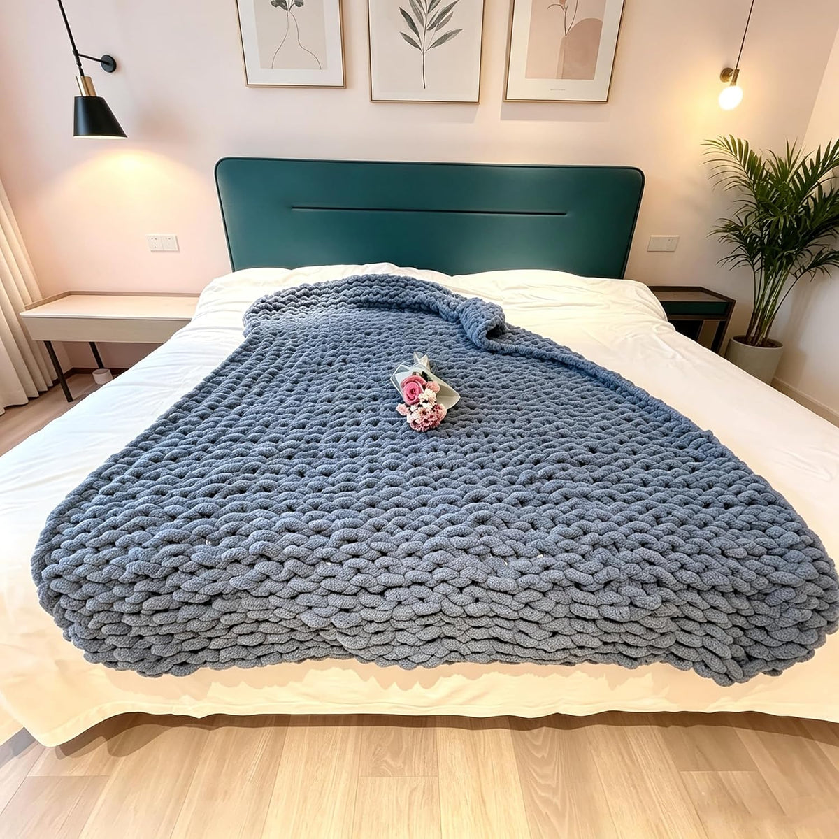 Soft Chunky Knit Throw Blanket for Couch, Cozy Warm Knitted Blankets