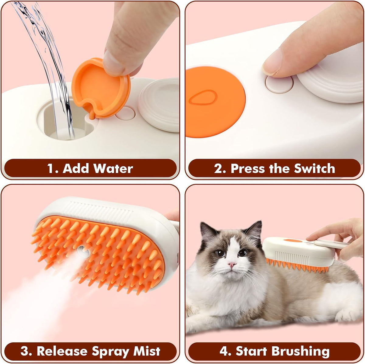 Purrglow™ 3-In-1 Electric Pet Steam Brush