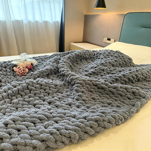 Soft Chunky Knit Throw Blanket for Couch, Cozy Warm Knitted Blankets